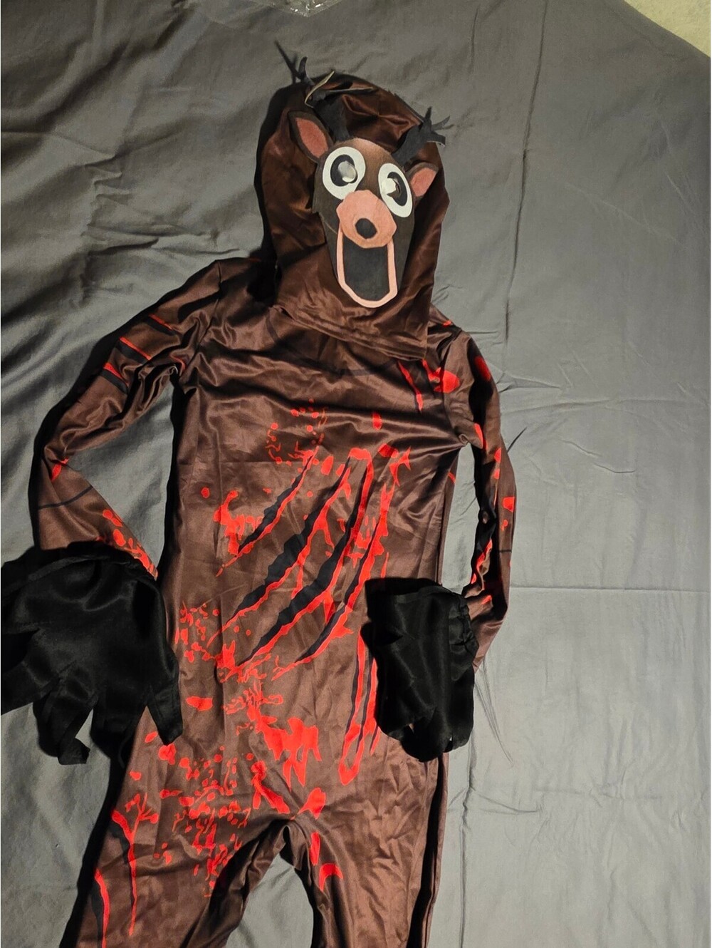 Kids Size 10-12 Bloody Reindeer Deer Halloween Costume Hooded Jumpsuit